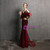 In Stock:Ship in 48 Hours Burgundy Mermaid Spaghetti Straps Pleats Party Dress