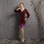 In Stock:Ship in 48 Hours Burgundy Long Sleeve V-neck Sequins Short Party Dress