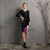 In Stock:Ship in 48 Hours Black Sheath Long Sleeve Party Dress