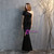 In Stock:Ship in 48 Hours Black One Shoulder Split Party Dress