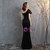 In Stock:Ship in 48 Hours Black One Shoulder Split Party Dress