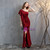 In Stock:Ship in 48 Hours Burgundy One Shoulder Split Party Dress