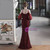 In Stock:Ship in 48 Hours Burgundy Spaghetti Straps Sequins Short Sleeve Party Dress