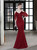 In Stock:Ship in 48 Hours Burgundy Mermaid Spaghetti Straps Beading Party Dress