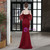 In Stock:Ship in 48 Hours Burgundy Mermaid Spaghetti Straps Beading Party Dress