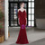 In Stock:Ship in 48 Hours Burgundy Mermaid Spaghetti Straps Beading Party Dress