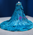 Blue Strapless Pleats Prom Dress With Shawl