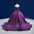 Purple Ball Gown Satin Appliques Pearls Prom Dress