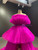 Hot Pink Strapless Pleats Hi Lo Prom Dress