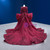 Burgundy Mermaid Tulle Sequins Prom Dress With Detachable Train