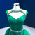 Green Satin Cap Sleeve Crystal Beading Prom Dress