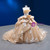 Champagne Strapless Tulle Appliques Prom Dress