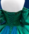 Green Satin Blue Tulle Puff Sleeve Beading Prom Dress