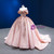 Pink Satin Tulle Off the Shoulder Beading Sequins Prom Dress