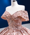 Pink Satin Tulle Off the Shoulder Beading Sequins Prom Dress