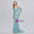 Blue Mermaid Sequins Off the Shoulder Long Sleeve Prom Dress