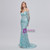 Blue Mermaid Sequins Off the Shoulder Long Sleeve Prom Dress