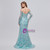 Blue Mermaid Sequins Off the Shoulder Long Sleeve Prom Dress