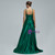 Green Satin Double Straps Prom Dress With Pocket