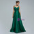 Green Satin Double Straps Prom Dress With Pocket