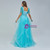 Blue Tulle Short Sleeve Sequins Pearls Prom Dress