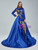 Royal Blue Mermaid Satin Sequins Long Sleeve Prom Dress Detachable Train