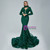 Green Mermaid High Neck Long Sleeve Prom Dress