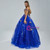 Royal Blue Tulle Off the Shoulder Sequins Appliques Prom Dress