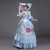 Blue Satin Short Sleeve 3D Appliques Victorian Rococo Dress