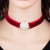 Red Rhinestone Round Velvet Choker Necklace