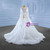 White See Through Tulle V-neck Long Sleeve Appliques Wedding Dress