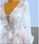 White See Through Tulle V-neck Long Sleeve Appliques Wedding Dress
