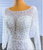 White Mermaid Long Sleeve Perals Beading Wedding Dress With Detachable Train