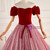 Burgundy Velvet Square Short Sleeve Quinceanera Dress