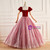 Burgundy Velvet Square Short Sleeve Quinceanera Dress