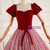 Burgundy Velvet Square Short Sleeve Quinceanera Dress