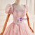 Pink Tulle Square Puff Sleeve Pleats Quinceanera Dress