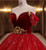 Burgundy Tulle Sequins Velvet Off the Shoulder Quinceanera Dress