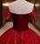 Burgundy Tulle Sequins Velvet Off the Shoulder Quinceanera Dress