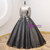 Black Tulle Sequins Short Sleeve Beading Quinceanera Dress