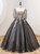 Black Tulle Sequins Short Sleeve Beading Quinceanera Dress