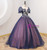 Navy Blue Tulle Puff Sleeve Beading Quinceanera Dress