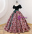 Dark Green Velvet Puff Sleeve Quinceanera Dress