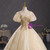 Champagne Tulle Sequins Square Puff Sleeve Quinceanera Dress