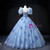 Blue Tulle Strapless Print Quinceanera Dress