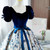 Blue Velvet Puff Sleeve Quinceanera Dress
