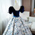 Blue Velvet Puff Sleeve Quinceanera Dress