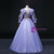 Purple Tulle Long Sleeve Sequins Appliques Quinceanera Dress