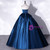 Navy Blue Satin Strapless Appliques Quinceanera Dress