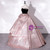 Pink Satin Black Velvet Beading Quinceanera Dress